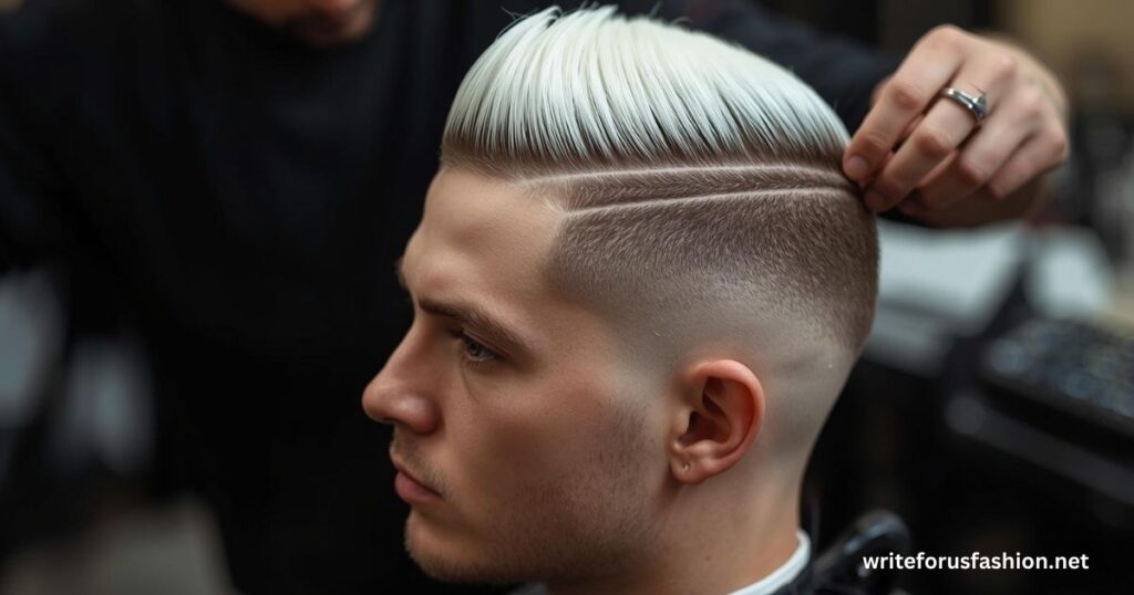 Creative Styling Add-Ons and Enhancements for Low Taper Fade White Male Haircut