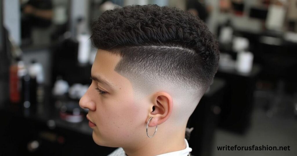 Curly Taper Fade Mullet