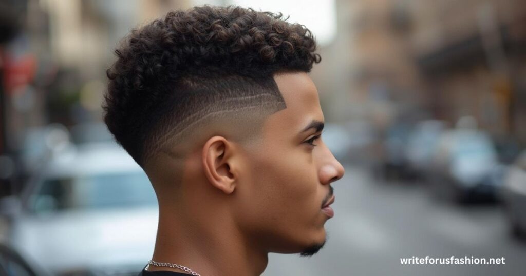 Curly Undercut Mullet with Fade