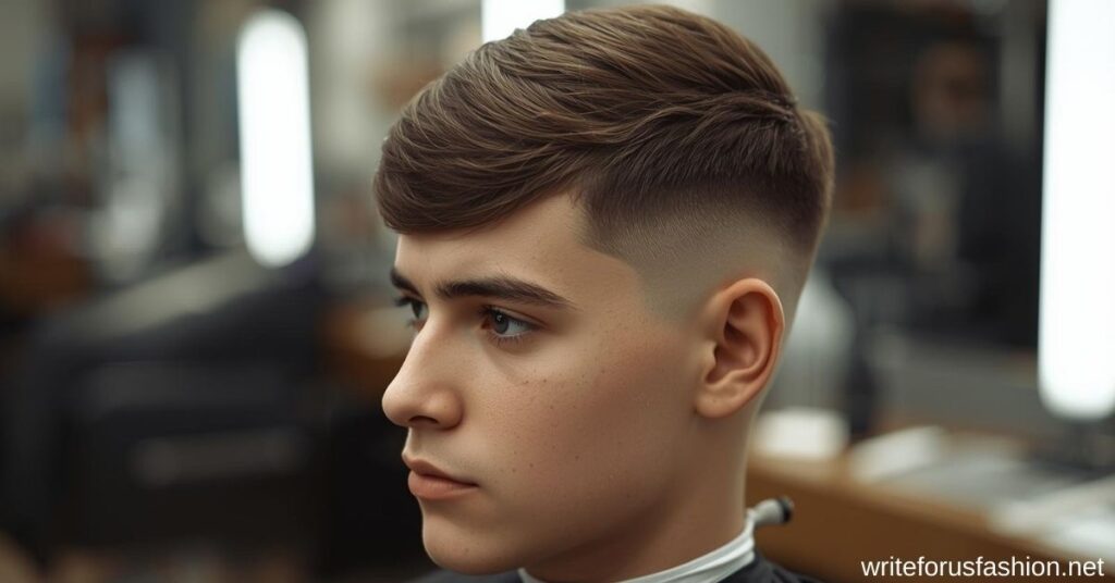 Curved Fringe with Low Taper Fade