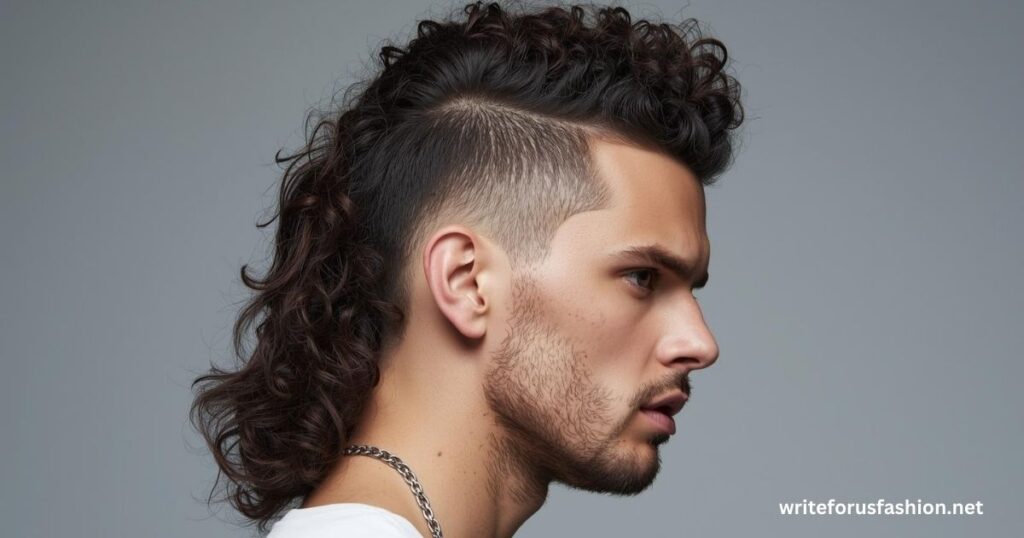 Long Curly Taper Fade Mullet