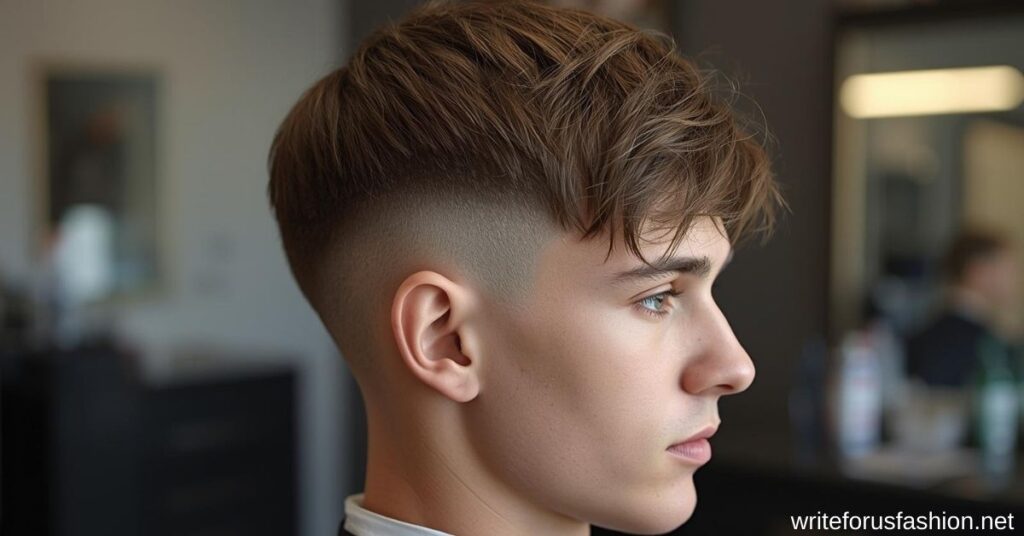 Messy Low Taper Fade with Textured Fringe