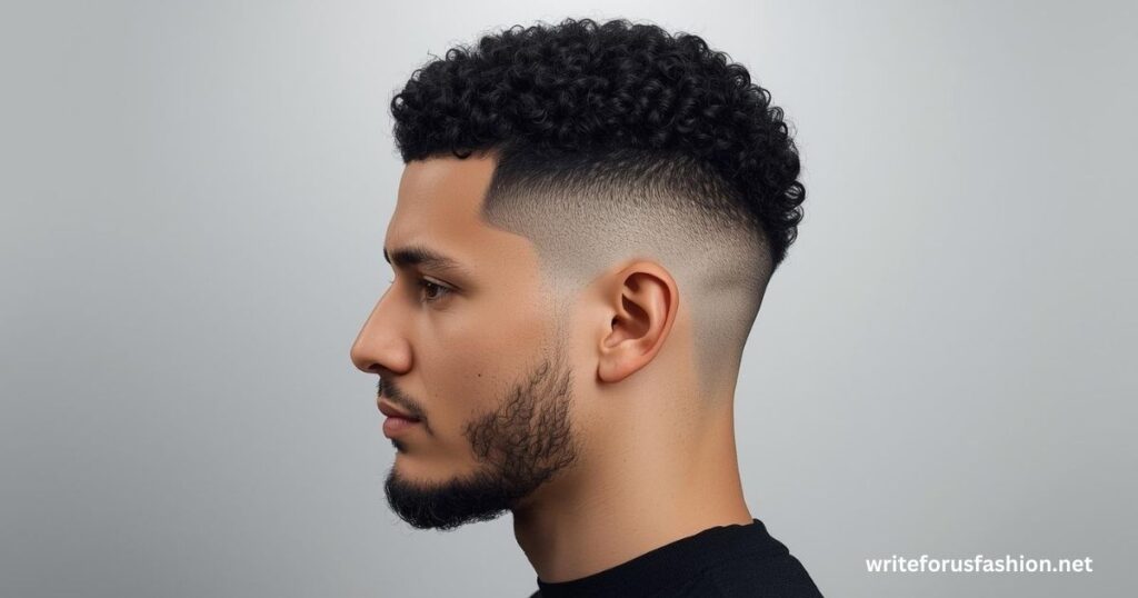 Short Curly Taper Fade Mullet