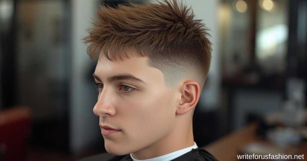 Spiky Textured Fringe with Low Taper Fade