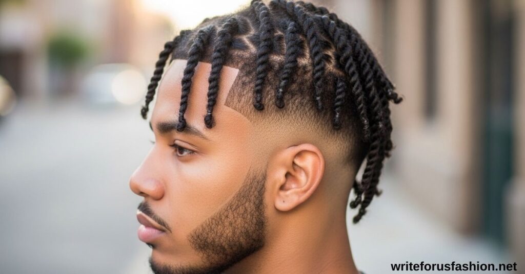Two Strand Twist Men with Fade Blend
